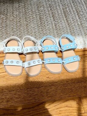 Cat & Jack White and Light Blue Studded Kids Sandals